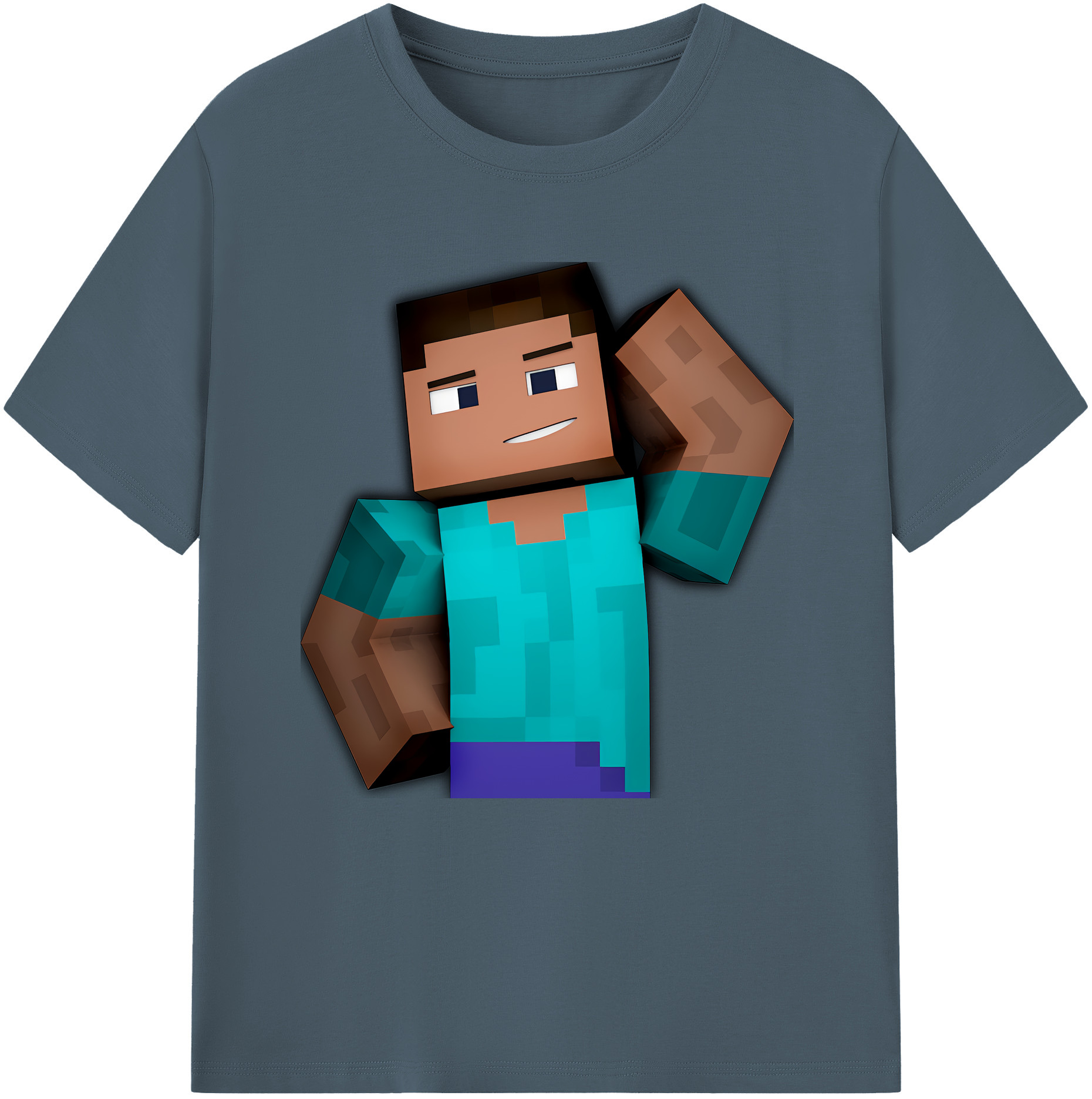 （画像用） マインクラフト ブロックの世界 Minecraft MC Block world 綿100％半袖Tシャツ（フロントプリント）